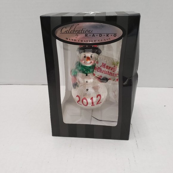 New Radko Ornament Merry Christmas Holiday Snowman Celebration Holiday 2012 - Picture 4 of 9